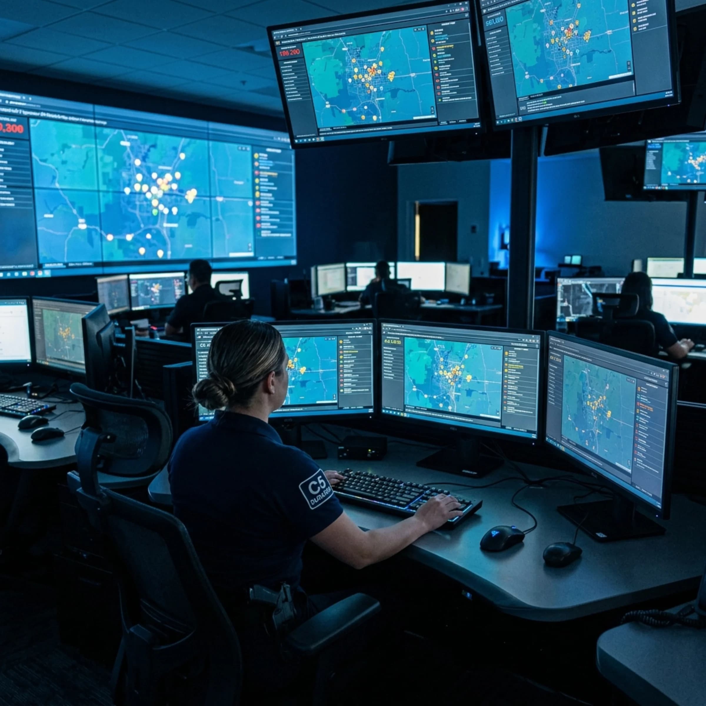 Centro de operaciones C5 Durango con monitores activos.